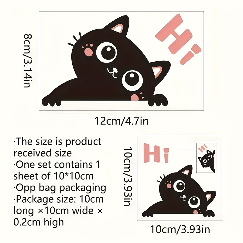 Cute Black Cat Wall Switch Sticker, Removable Vinyl Decal