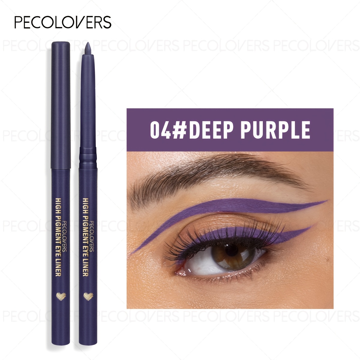 Image of Pecolovers Waterproof Purple Eyeliner Gel Pen - , Sweat-resistant, Quick-dry Formula With Long-lasting Gel Tip For Winged Liner, Eyebrow & Eye Makeup - Ideal For Women & Makeup Artists