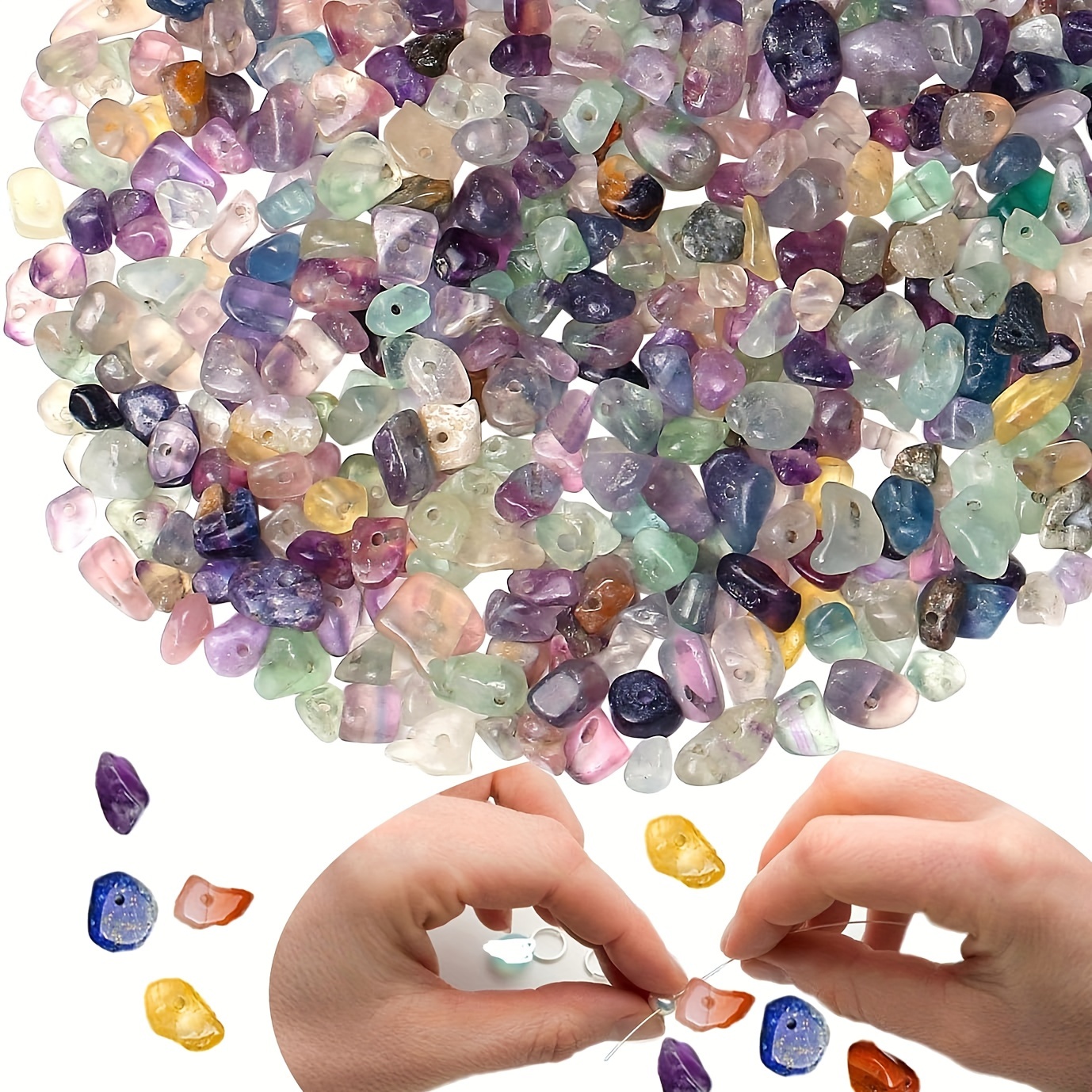 

400pcs Natural Fluorite Beads 5-8mm - Irregular Crystal Gemstones For Diy Jewelry Making, Bracelet & Necklace Craft Supplies With Drilled Holes Beads For Jewelry Making Glass Beads For Jewelry Making