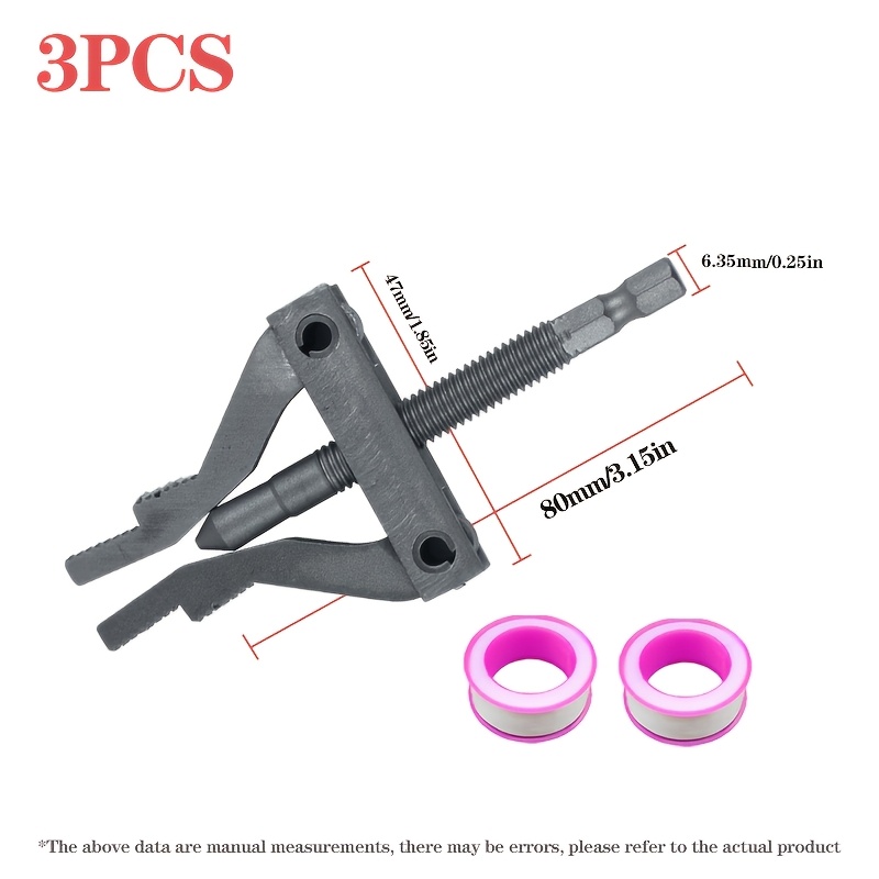 TEMU 3pcs Adjustable Non-slip Pipe Threaded And Ptfe Tape, Thickened Non-slip Claw Water Pipe Threaded Tap Removal Tool, Grip Non-slip Non-slip, Rust