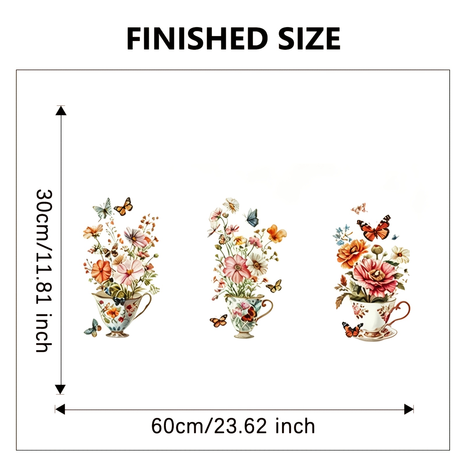 TEMU 3pcs Retro Vase Floral Kitchen Cabinet Stickers Wall Stickers - Removable Self-adhesive Plants And Decals, Vivid Designs For Kitchen Door Home