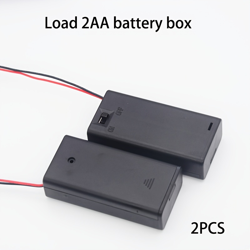 

2-pack Aa Battery Holder Case Box With Cover And Switch Control, Plastic 3v 2aa Battery Storage Container, Required, For Diy Projects And Electronics