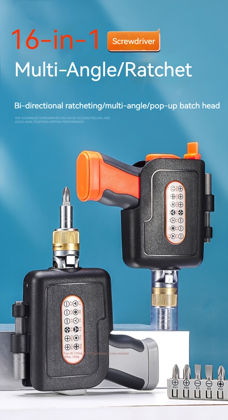 16pcs set ratchet multi functional special shaped manual screwdriver set pistol   design non electric no battery required multifunctional   hand tool kit easy tightening and loosening very suitable for mechanics diy enthusiasts Product details 0