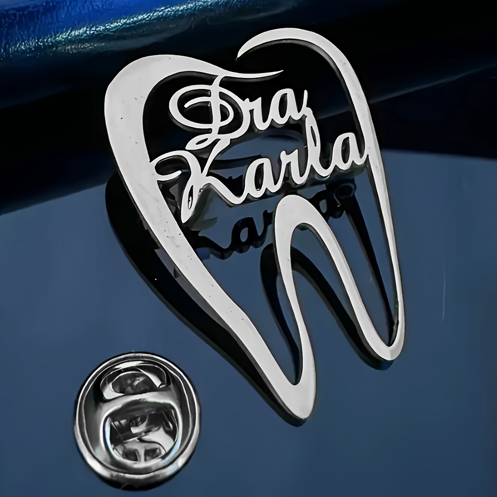 TEMU [custom] A Custom Stainless Steel Brooch, Unique Dental Badge, , Unadorned, Nurses Day Gift, Accessory For Daily And Special Occasions, Suitable