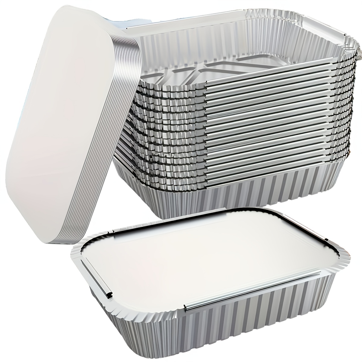 TEMU Aluminum Pots, Pack Of 30 Heavy-duty Disposable Foil Pans, For Baking, Roasting, And Baking Trays, Foil Bakeware, Steam Table Pans, Cookware,