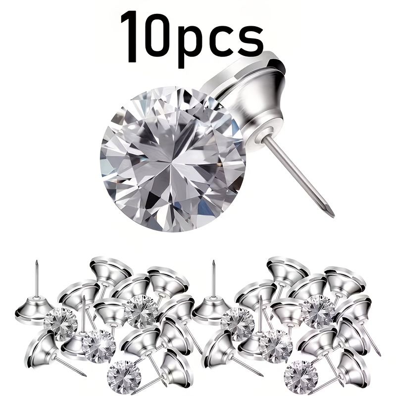 TEMU 10pcs Transparent Shiny Gem Snap Buttons - Plastic Suitable For Sofa Bed Chair Wall Decor, Multi-functional Diy Decorative Buckles With Hold For