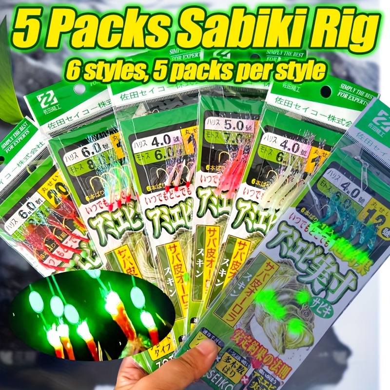 

Takbas 5pcs Glow Rigs For Saltwater Fishing - Pre-tied With Beads & Bionic Flies, Ideal For Bass, Cod, & More - Sizes 4# To 20#