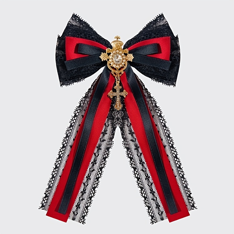elegant vintage inspired cross bow tie black lace - Temu  display picture 1