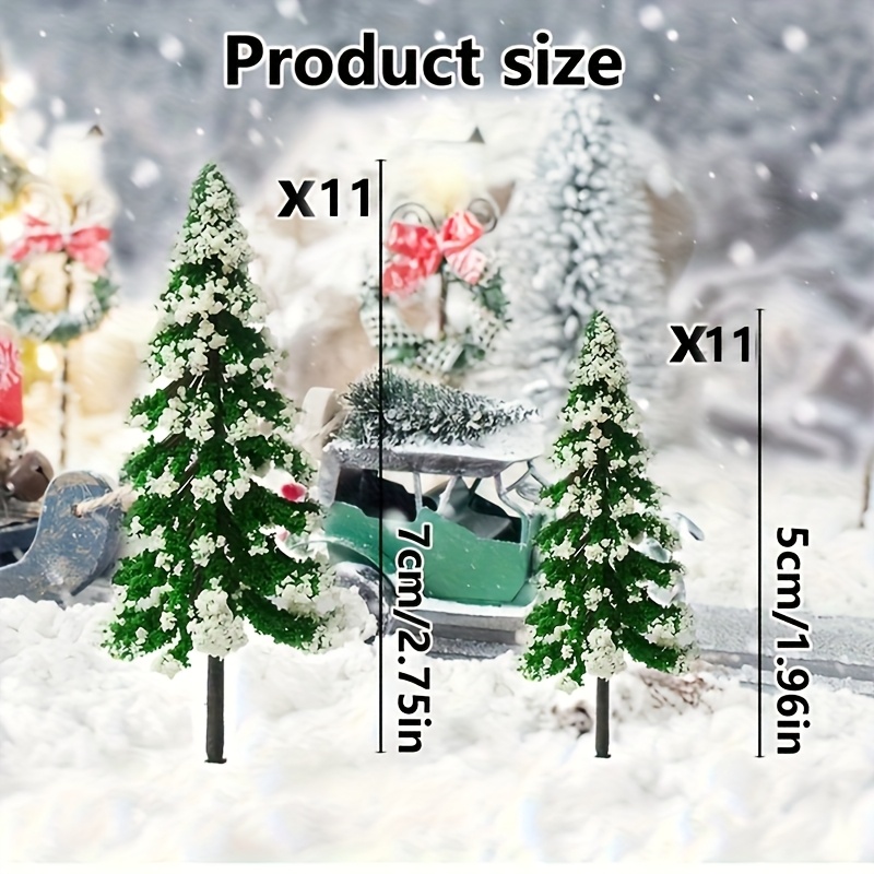 22pcs Snow-covered Fake Decorations - Plastic Mini Pine Branches With Cedar-shaped Models, Easy Assembly, No Glue/electricity, Realistic Winter Tabletop Display For Christmas & For /office, &