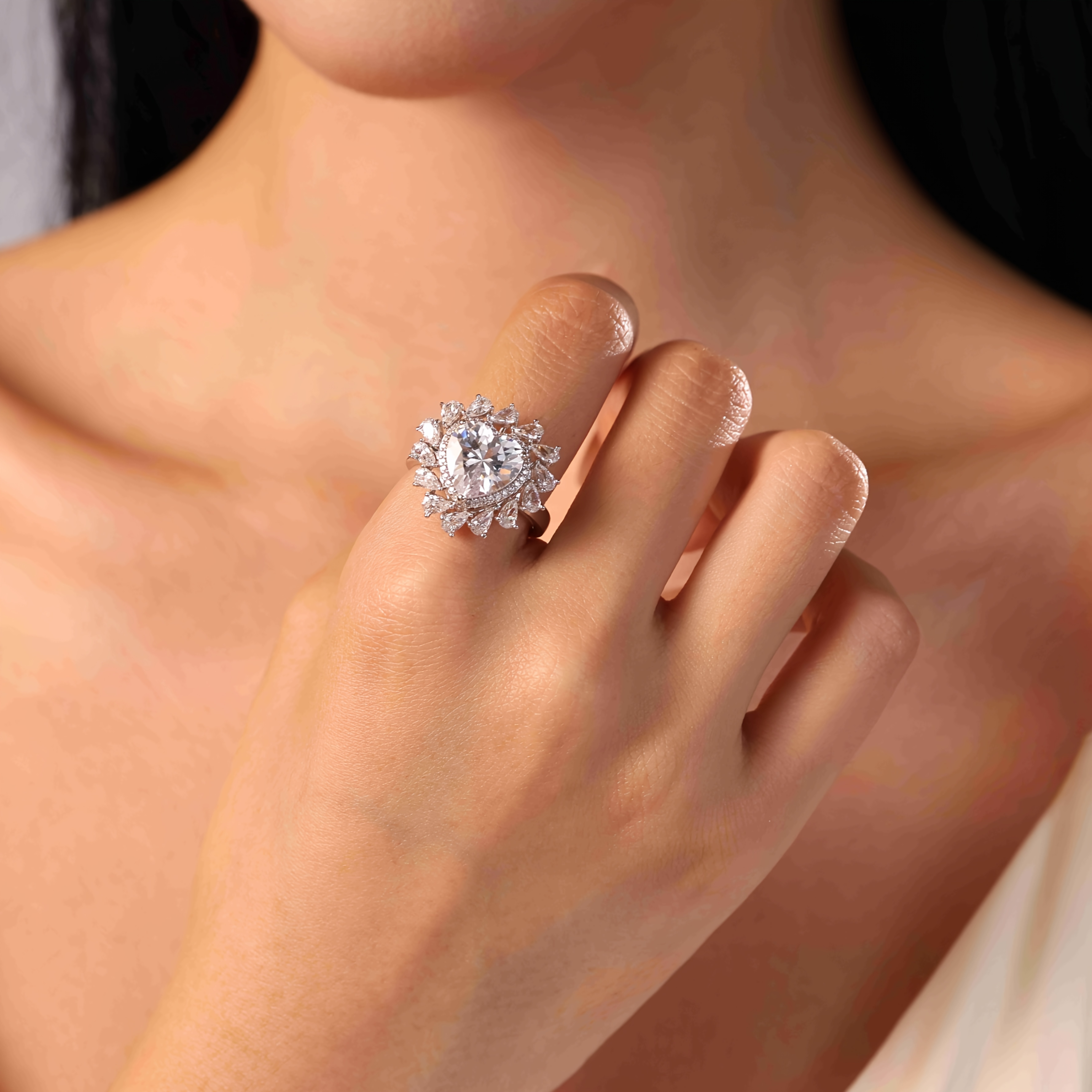 Women's Heart-Shaped Zirconia Ring, Unique Aesthetic