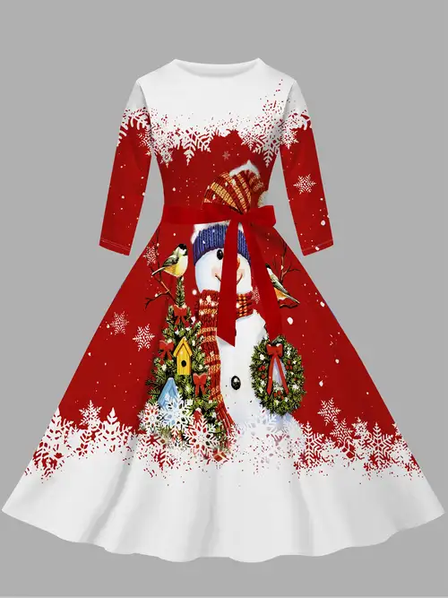 Vintage Christmas Dress Women's Retro Stage Vintage Christmas Swing Dress Vintage Christmas Dress Women's Retro Stage Vintage Christmas Swing Dress
