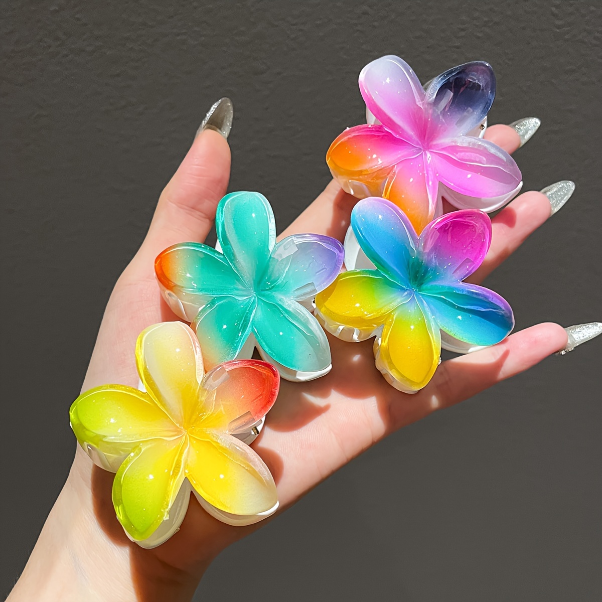 

4pcs Pinces à Cheveux Élégantes en de Fleur, Accessoires de Cheveux en Plastique Colorés pour Femmes, Coiffure Tendance et Chic