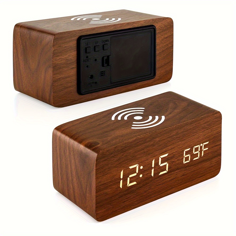 Sveglia Digitale In Legno Ricarica Wireless, Regolabile, 3 Impostazioni  Allarme, Display Led Dellora, Porta Ricarica Usb 4 Batterie 7, Sveglia Led  In Legno Camera Letto, Comodino, Scrivania, Ufficio (marrone)