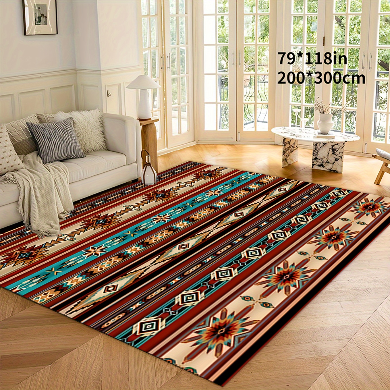 

Vintage Ethnic Dark Pattern Outdoor Rug - Anti-slip, Non-shedding, Machine Washable Polyester Carpet For Living Room, Bedroom, Classroom, Kitchen, Coffee Shop & More