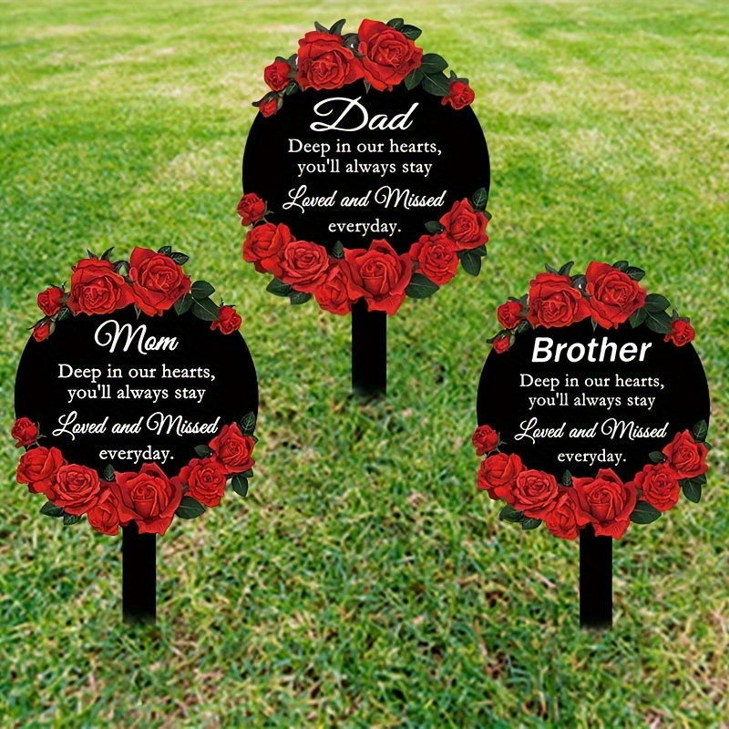 

Elegant Metal Rose Memorial Garden Stake - Perfect For Dad, Mom, Brother - Durable & Weatherproof Outdoor Cemetery Decor