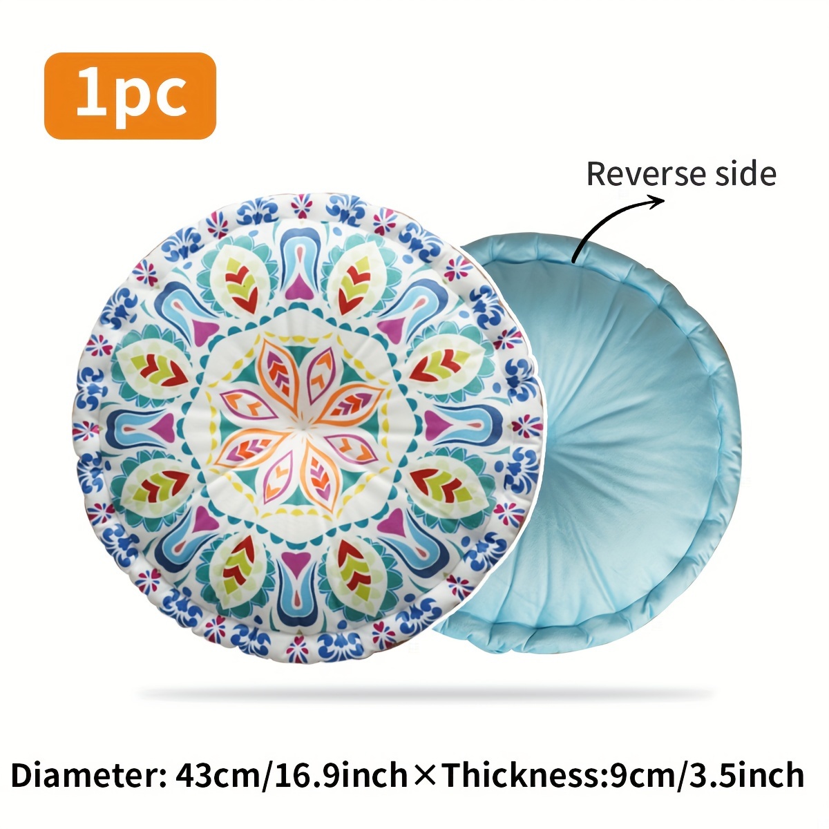 TEMU Boho-chic Round Plush Cushion With Filler - " Diameter, Machine Washable, Perfect For Living Room Decor & Relaxation, Versatile Meditation Mat
