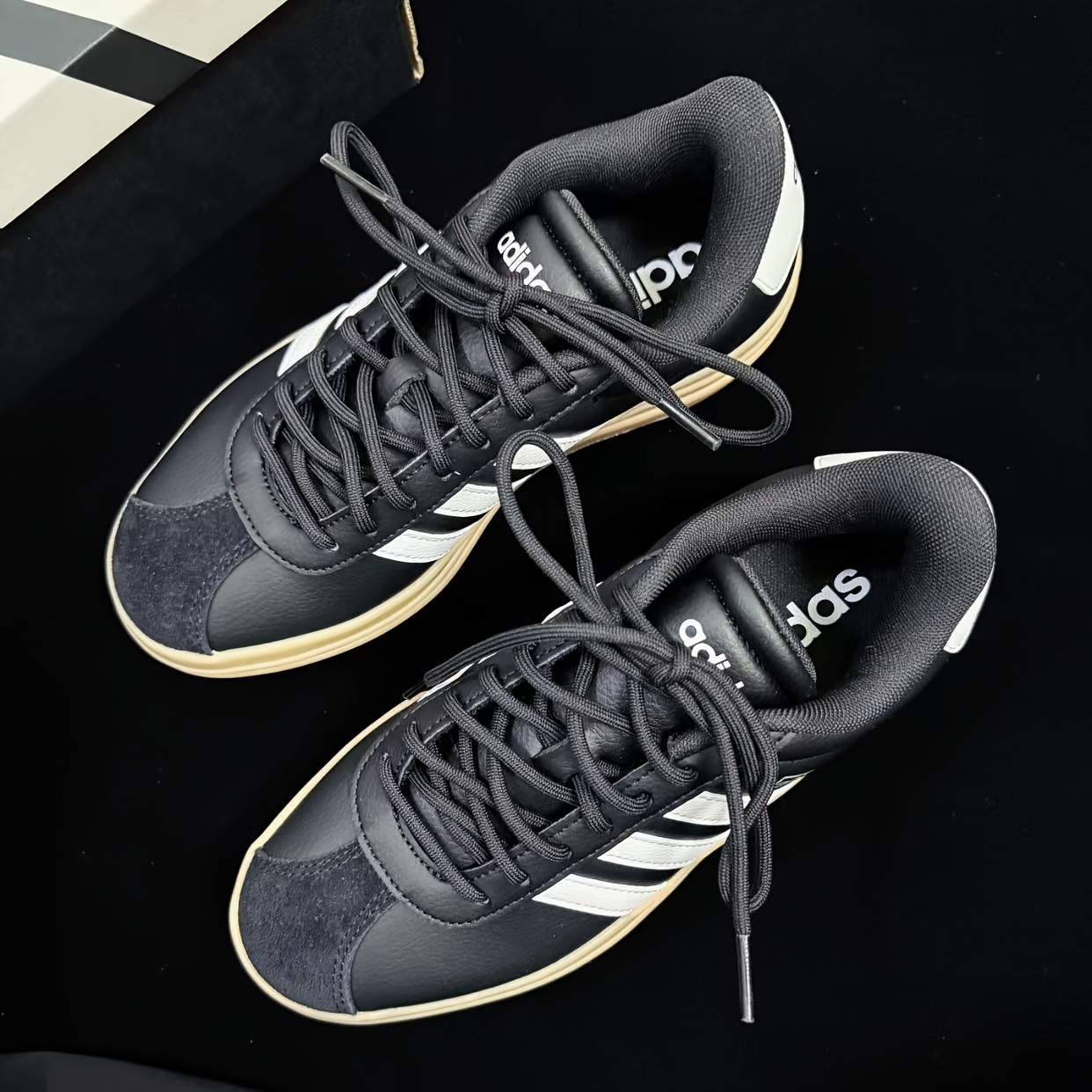 adidas VL Court Bold Women'S Low-Top Sneakers | Comfortable, Black with Stripes, Lace-up Closure, All-Season, Lightweight, Polyurethane Upper