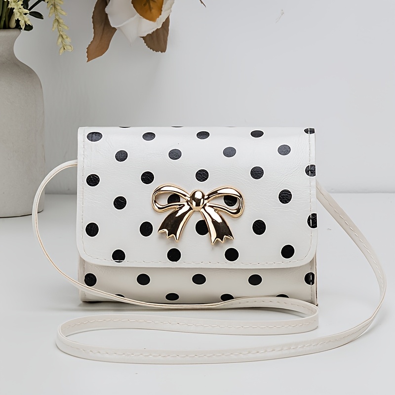 TEMU Ladies' Crossbody Bag, Cute White Bag With Elegant Fresh Bow, Coin Purse, Fashionable Trendy Card Holder