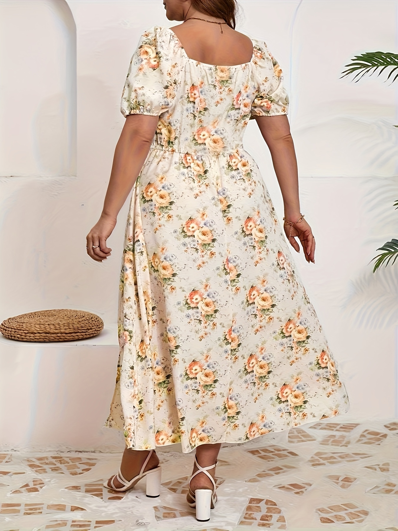 fitted lace wedding dress Floral Square Neck Maxi Dress main image 1