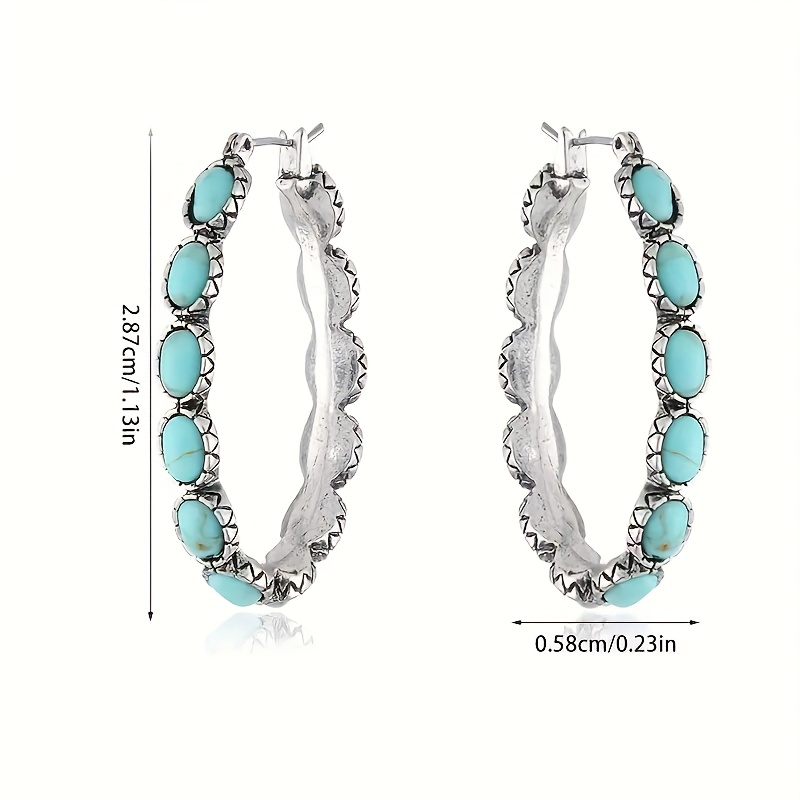 925 sterling silvery vintage oval turquoise teardrop hollow earrings earrings weddings valentines day halloween anniversaries   holidays special occasions boutique gift sets Product details 0