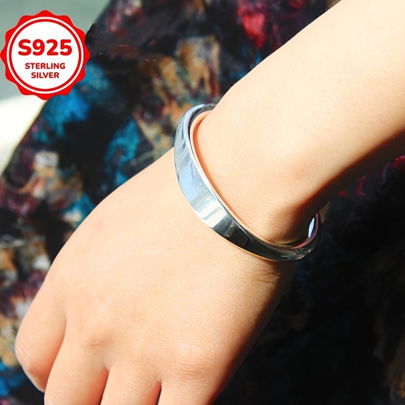 925 Hypoallergenic C-Shaped Medium Flat Open Ring Bracelet
