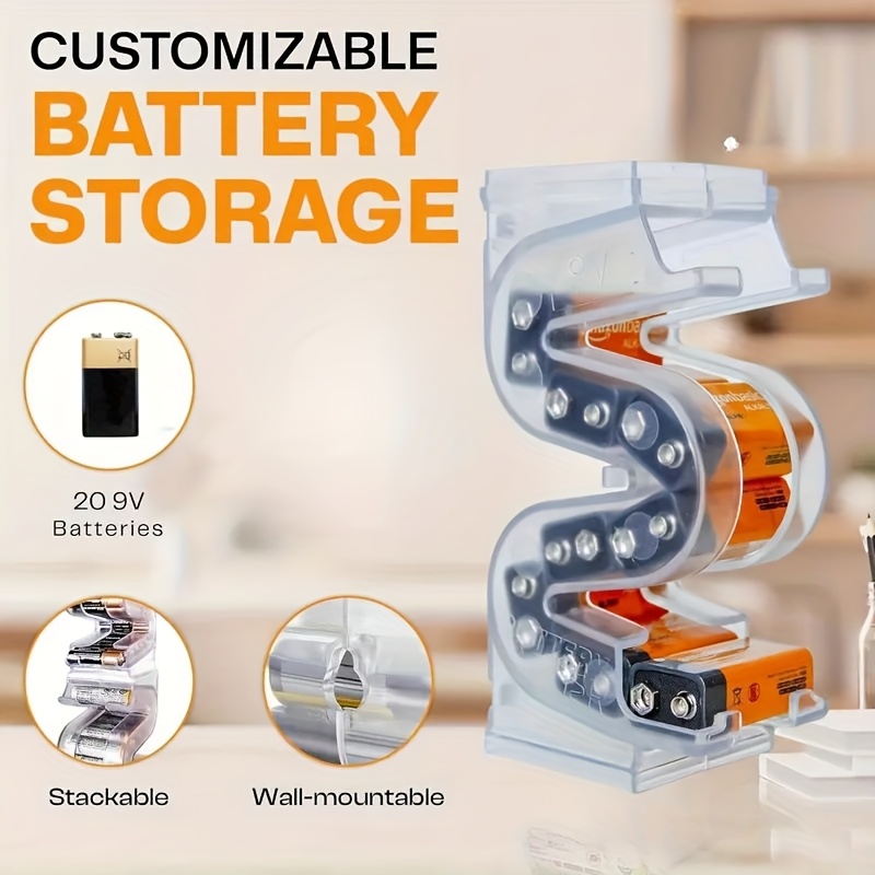 Battery Tray Organizer (for Aa And For Aaa Batteries), Stackable Or Mountable Storage Box, For Homes, Garages, , Parties, Halloween And Christmas Gifts, Black Friday (1 Pack