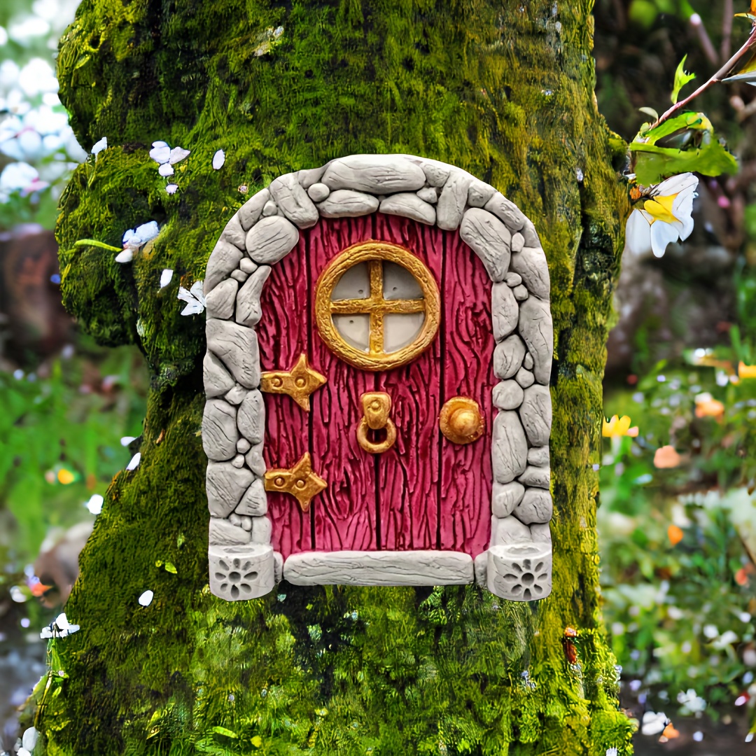 

Wooden Elf Door - Whimsical Garden & Yard Decor, No Power Needed Fairy Garden Accessories House Yard Fairy Decor