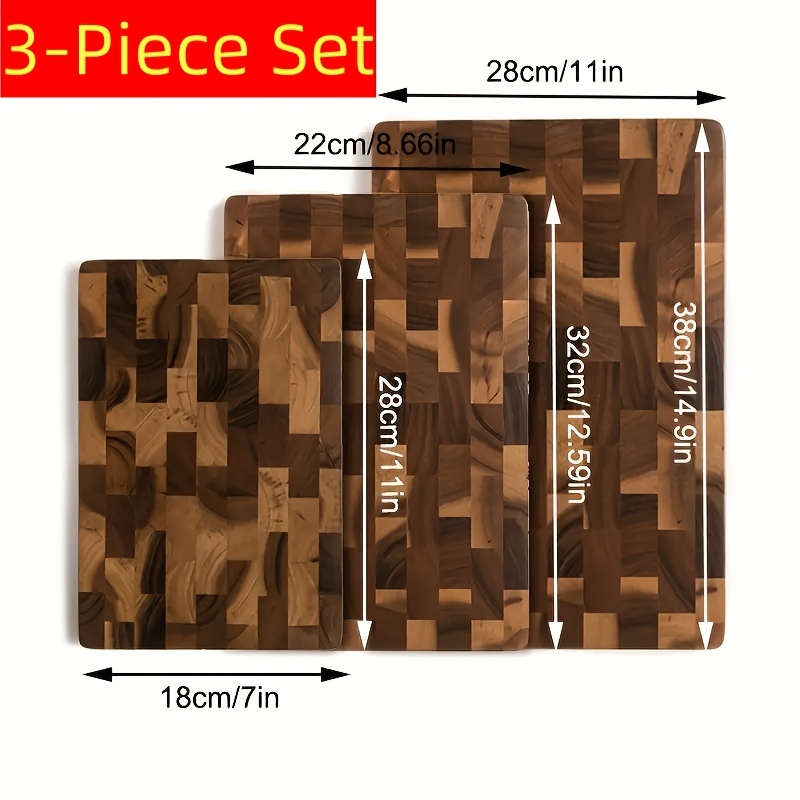 TEMU 3pcs Set - High Quality Wooden Cutting Board Set, Safe And , Durable Wooden Blocks, Suitable For Meat, Cheese, Bread, Vegetables, Fruits,