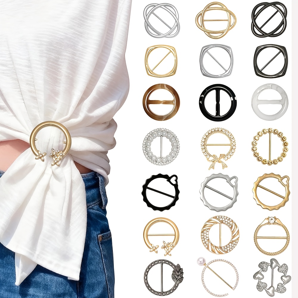 TEMU 21 Pack Multi-use Clothing Tighteners, T-shirt Cinch Clips, Scarf Rings & Dress Corner Knot Clips, Metal Side Tie Fasteners For
