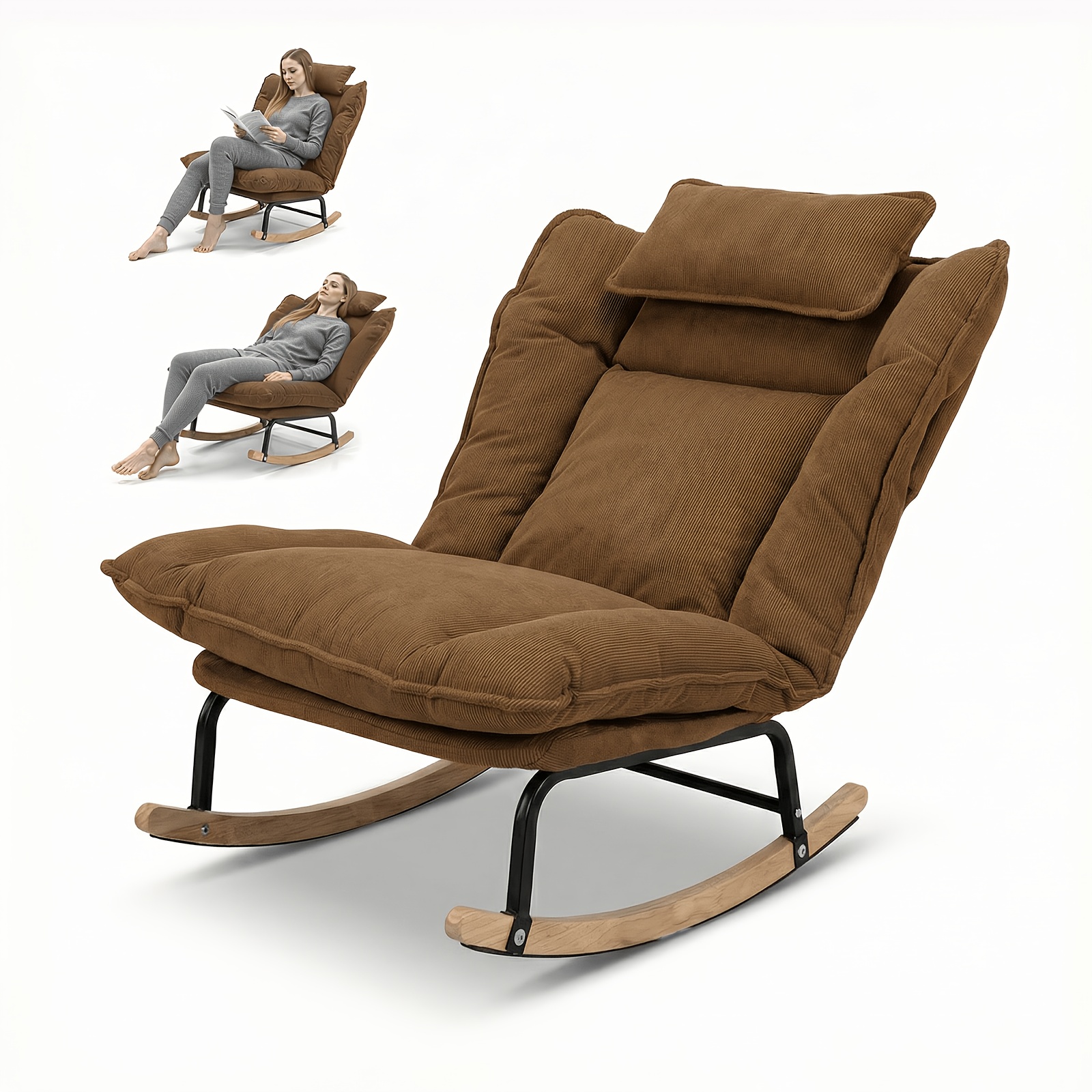 Adjustable Multifunctional Rocking Sofa Bed with Memory Foam