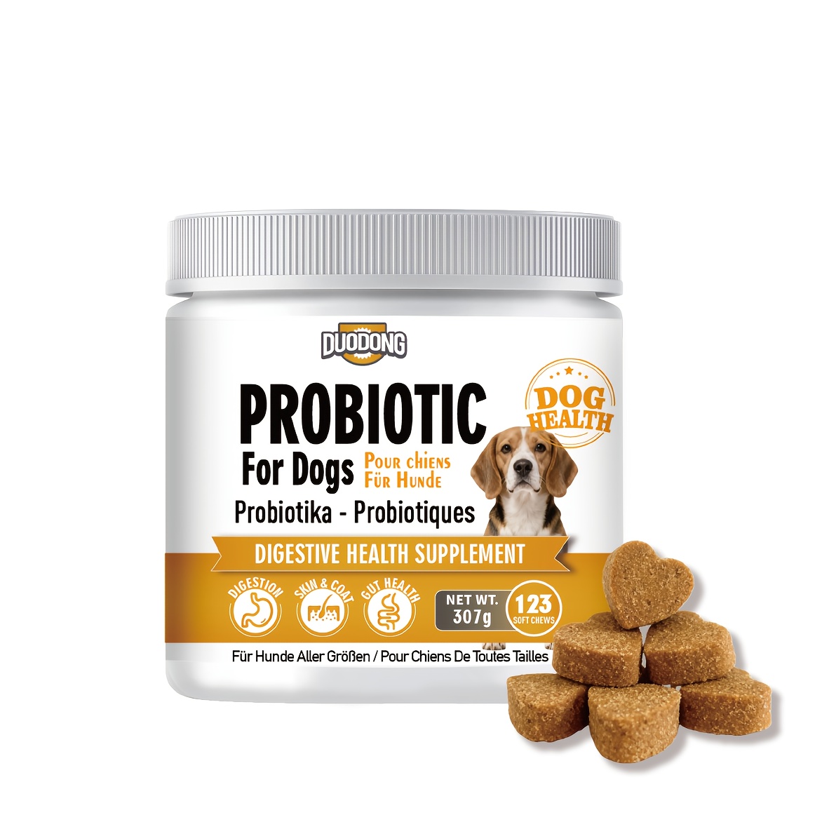 Image of Probiotics For Dogs, Gut Health & Yeast Balance Supplement And Digestive Enzymes, Supports Immunity And Digestive Wellness, 123 Soft Chews