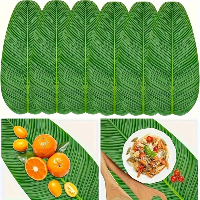 

7-piece Set Of Realistic Artificial Banana Leaves - Perfect For Hawaiian & Jungle Adventure Themed Parties, Durable Plastic Tropical Decor