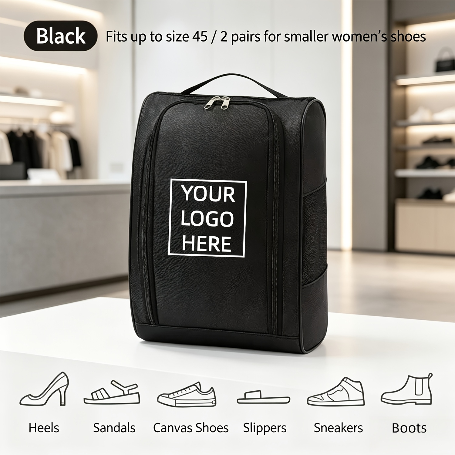 TEMU Sac de rangement pour chaussures avec logo et photo de nom personnalisé, pochette portable anti-poussière et respirante pour baskets, sac léger
