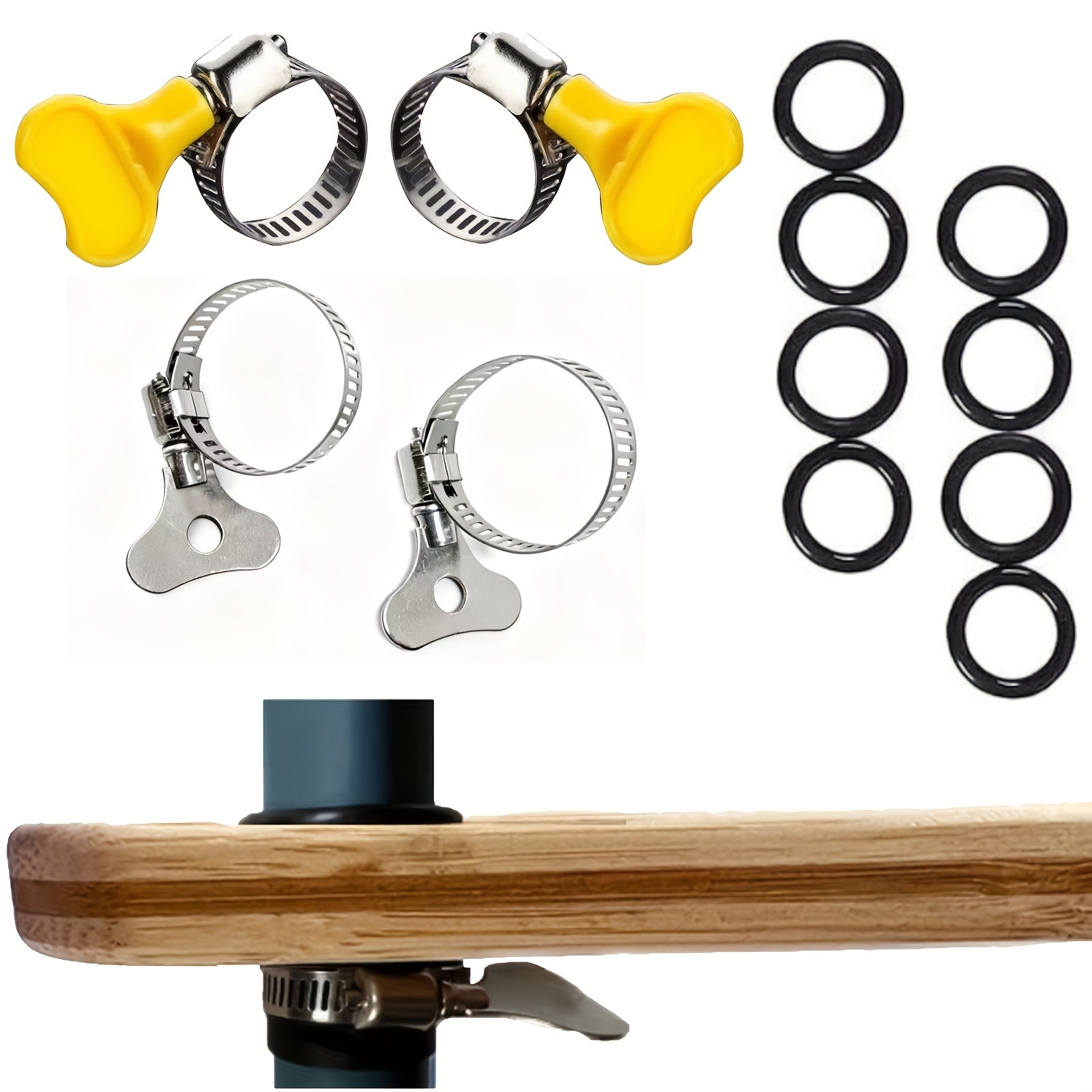 Image of High Chair Foot Rest Additions, Stainless Steel Anti-slip Highchair Footrest Additions With 8 Rubber Rings, Compatible With High Chair Footrest