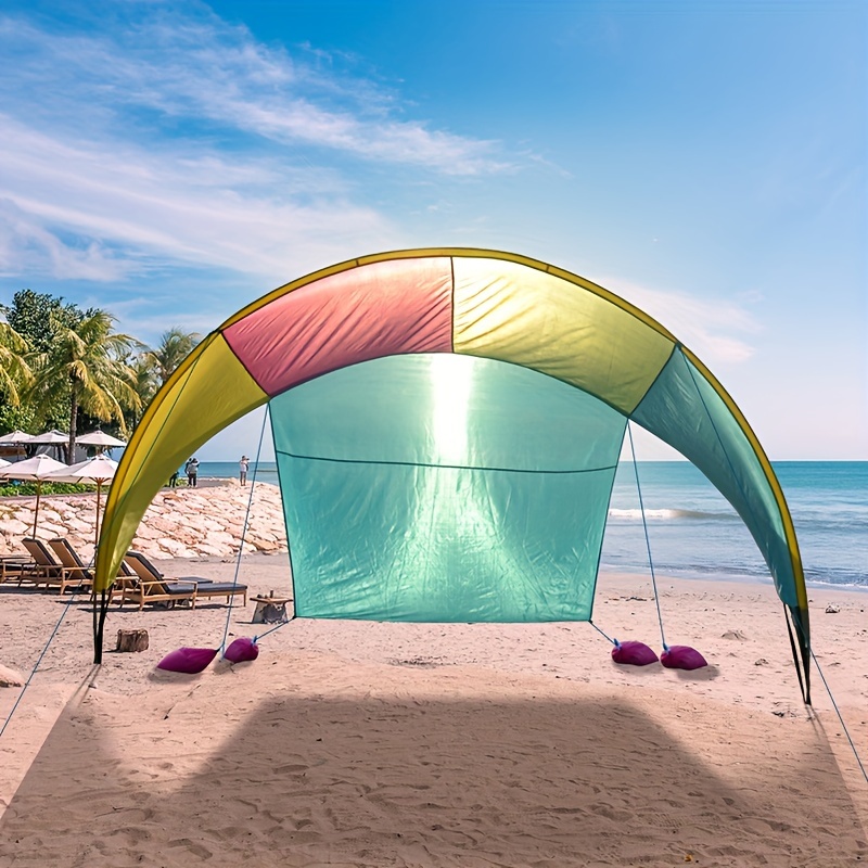 

Beach Tent Sun Shelter Rainbow , Outdoor Shade For Camping, Backyard, Picnics - Sand, Grass All Suitable