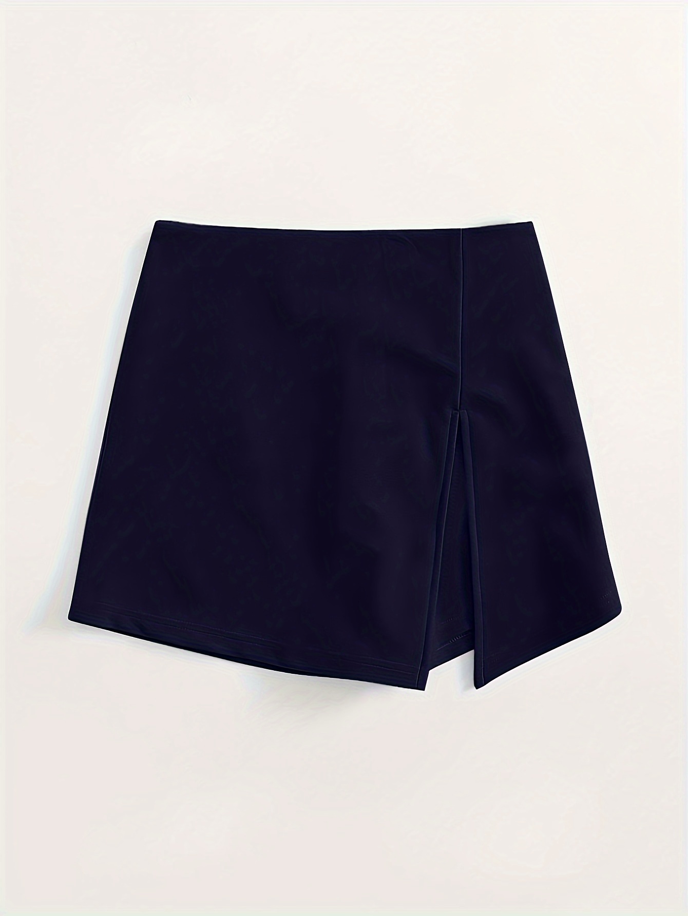 Solid Color High Waist Shorts, Casual Split Hem Skort For Spring & Summer, Women's Clothing