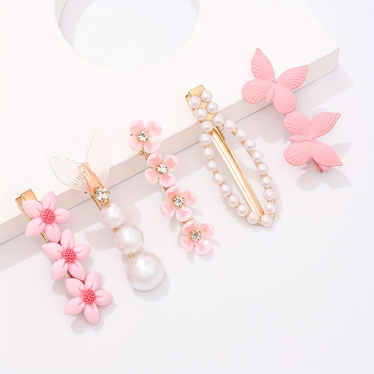 

5pcs Elegant Hair Side Clips Faux Pearl Decorative Hair Fringe Clips Bling Bling Rhinestone Flower Bangs Clips Butterfly Hair Clips Vintage Hair Barrettes For Women And Daily Use