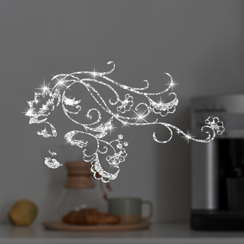 Sparkling Floral Vine Beauty Wall Decals - Creative Self-adhesive Vinyl Stickers, Suitable For Glass Doors And Windows, Easy To Apply & Waterproof