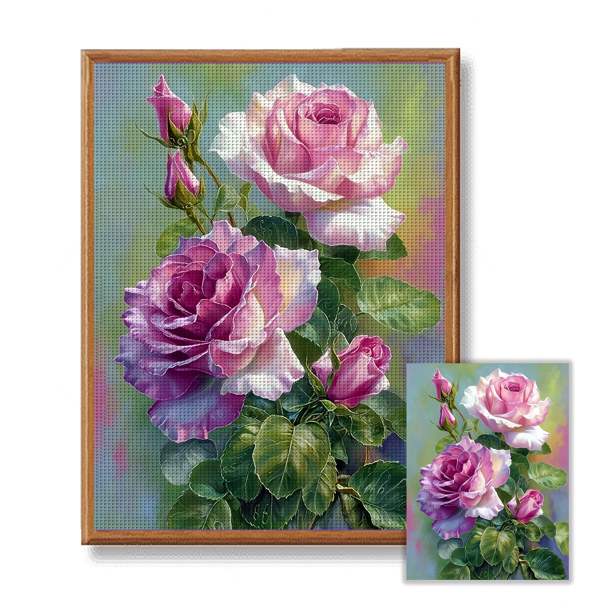 TEMU JOZYSH 1 шт. Безрамковий набір для вишивання хрестиком 30X40 см/11,8X15,7 дюймів, 11CT/14CT, з красивими квітами, підходить для дорослих
