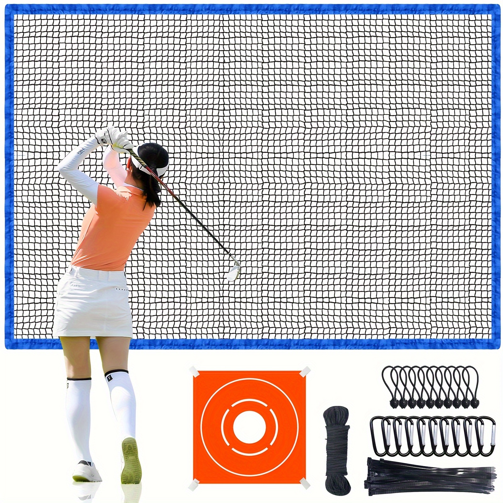 

For Backyard Driving - Golf Ball Practice Hitting X 10ft Sports Netting Barrier Heavy Duty Nylon For Garage Baseball Hockey Softball Training Indoor And Outdoor (blue)