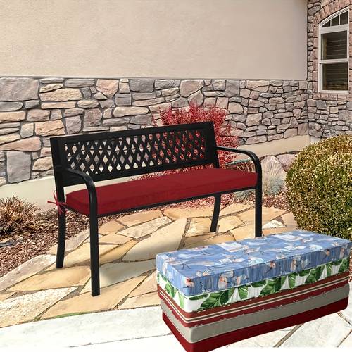 1pc modern geometric outdoor indoor bench cushion with zipper ties washable polyester patio furniture chair pad red green leaf for porch garden or home decor outdoor seat cushions