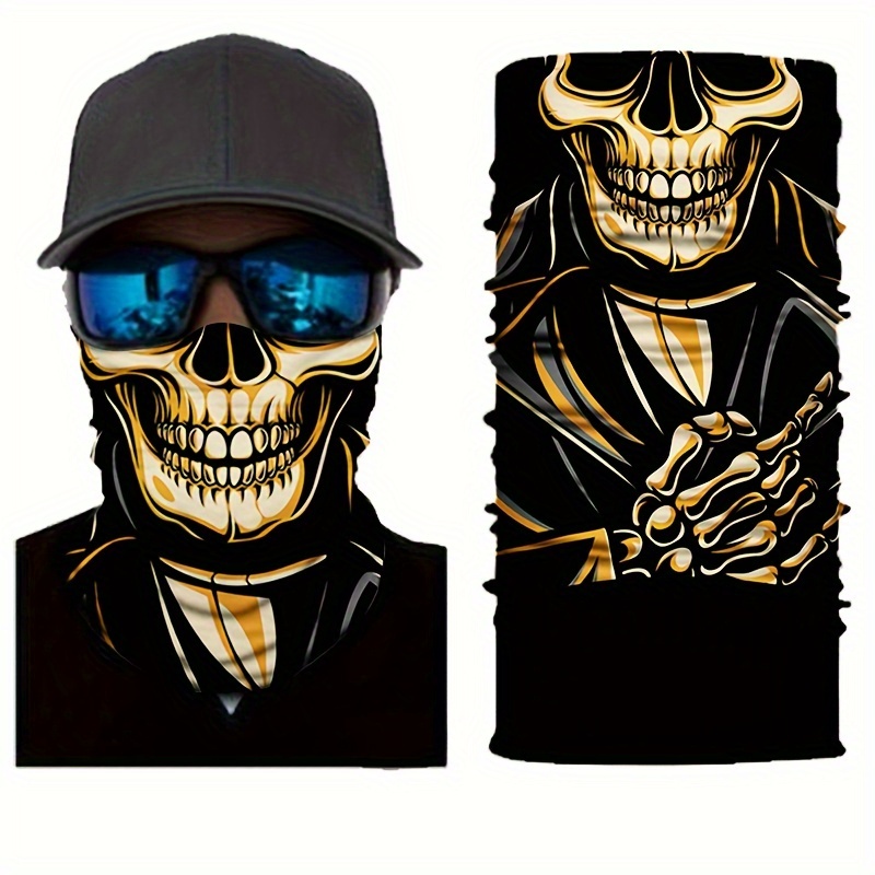 

Men's Multifunctional Outdoor Scarf With Skull Design – , Sunscreen, Cycling & Fishing Mask, Seamless Polyester Headscarf For Mountaineering, Hand Washable