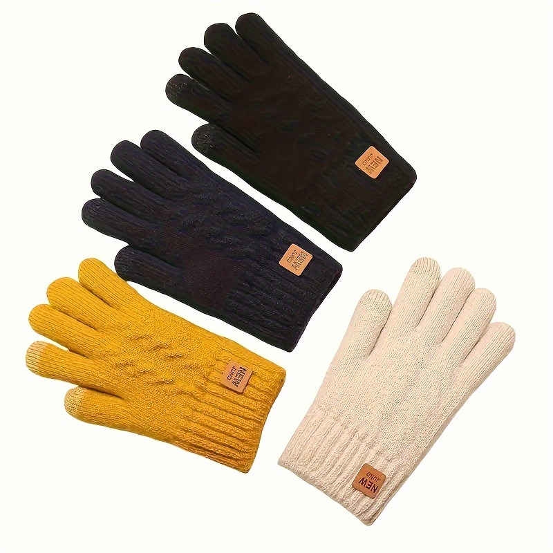 

Women's Winter Gloves, Touchscreen Compatible, Stretchy Knit With Imitation Wool , Full Finger Design, , Warm, For Outdoor Activities, Cold Weather, And Use, Nylon Material, Hand Wash Or