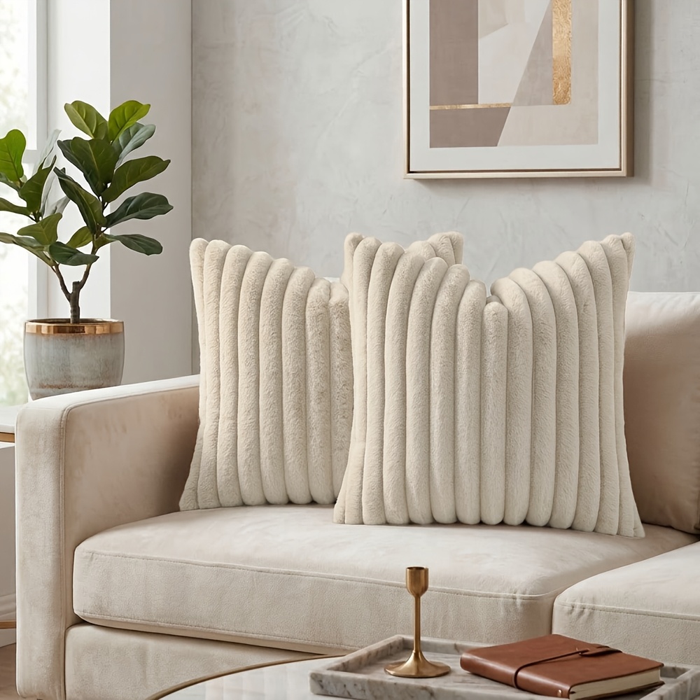 E-shop 2er-Set, Böhmische Kunstfell-Zierkissenbezüge, 12X20In/16X16In/18X18In/20X20In, Weiche, flauschige Boho-Zierkissenbezüge für Couch, Auto, Bett,