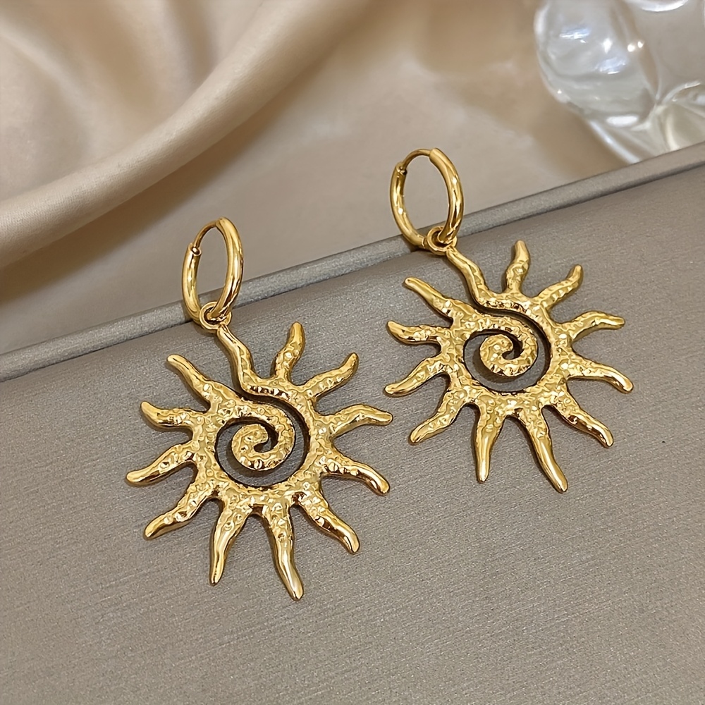 E-shop 2er Set Exquisite Sonnenblumen Ohrhänger | Damenmode Edelstahl Anhänger Ohrringe, Kupferlegierung Beschichtung, Ideal für Valentinstag,