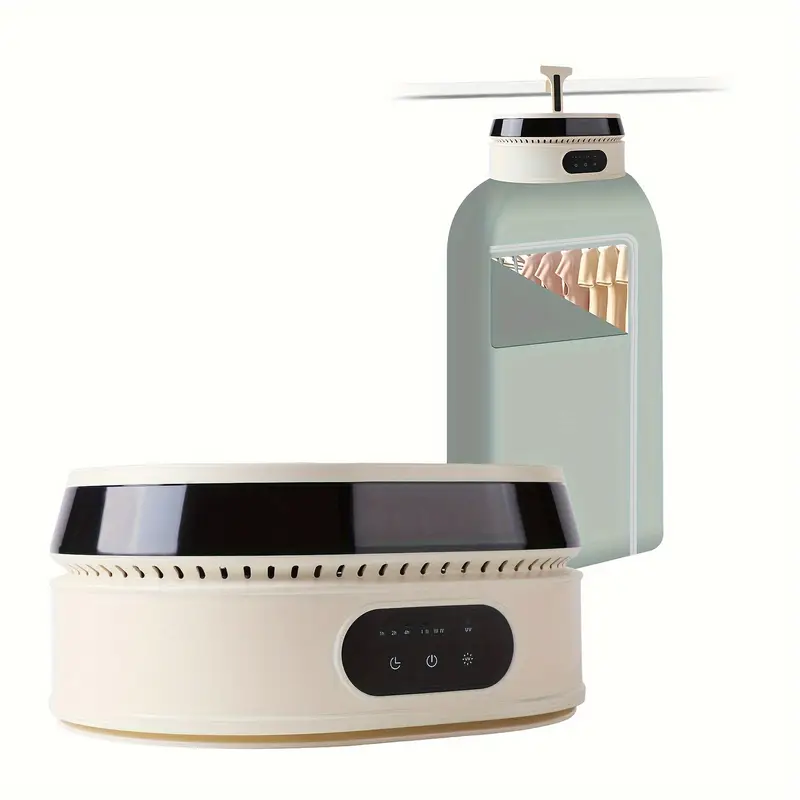 portable mini clothes dryer with timer led uv light hanger compact foldable design plug ideal for small items white teal options details 2