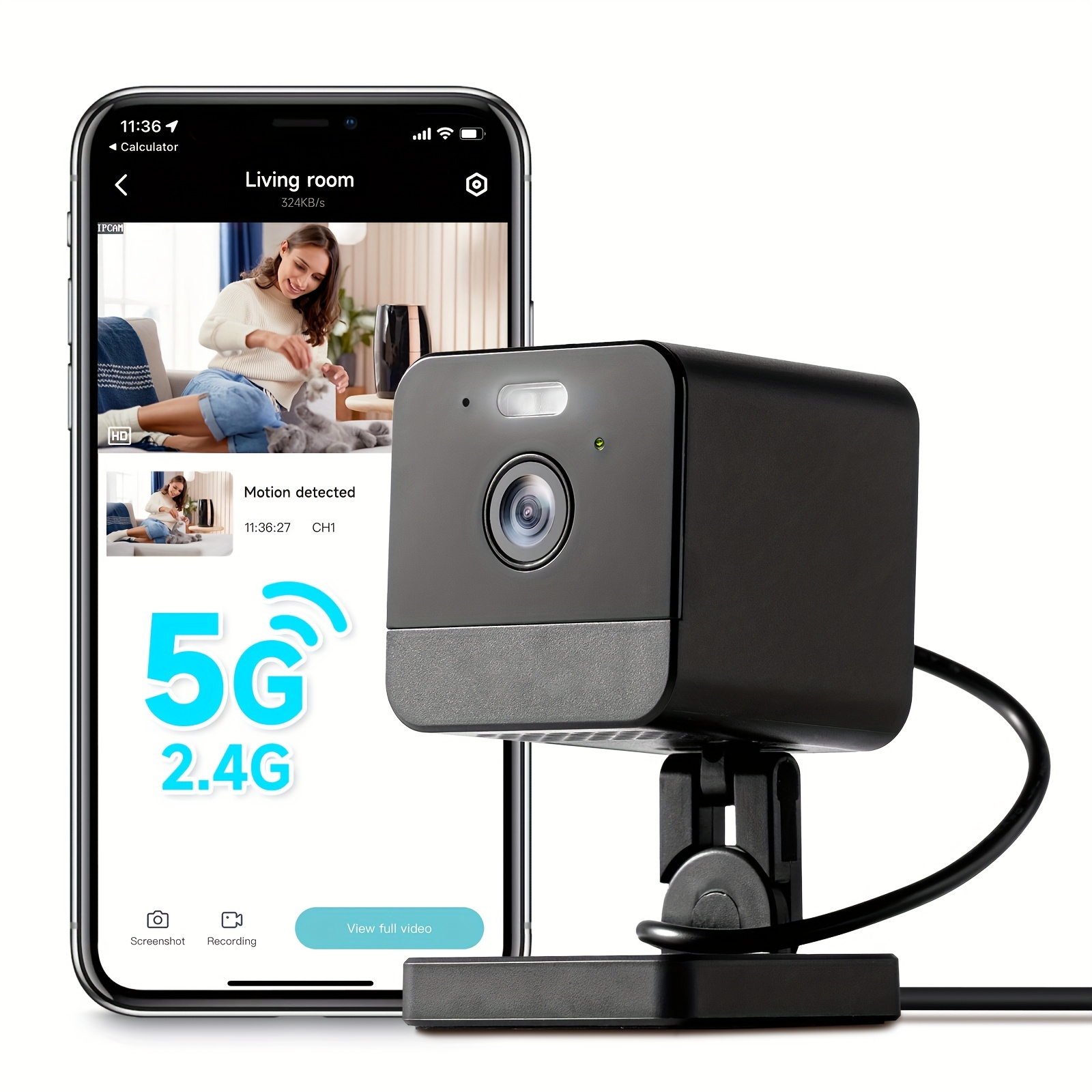 3MP Indoor Camera with Motion Detection, 2.4G/5G Wifi, Baby Monitor, Night Vision, 2-Way Audio & Siren, Cloud & 256G SD Storage, Alexa Supported — Zaynora Luxury Marketplace