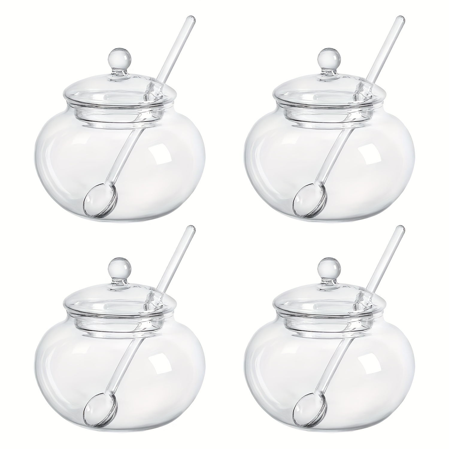 E-shop 2er/4er Set transparente Zuckerbehälter aus Glas, geeignet für Küchenzutaten, mit Deckel und Löffel, 350 ml/11,83 oz, hergestellt aus