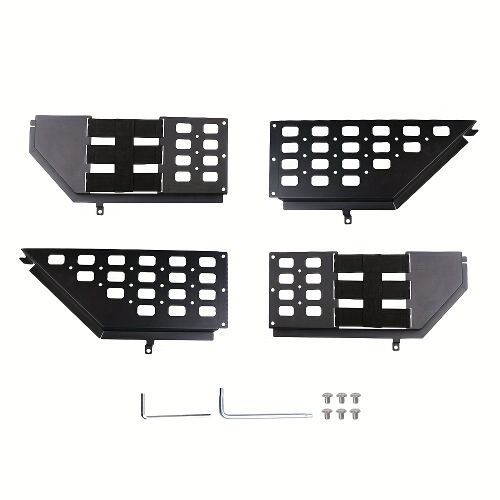 TEMU Suitable For For Wrangler Jk/jl/jt/4xe Front Door Organizers From 2018 To 2024 | Metal Front Door Storage Box With Bungee Cord And Cup Holder,