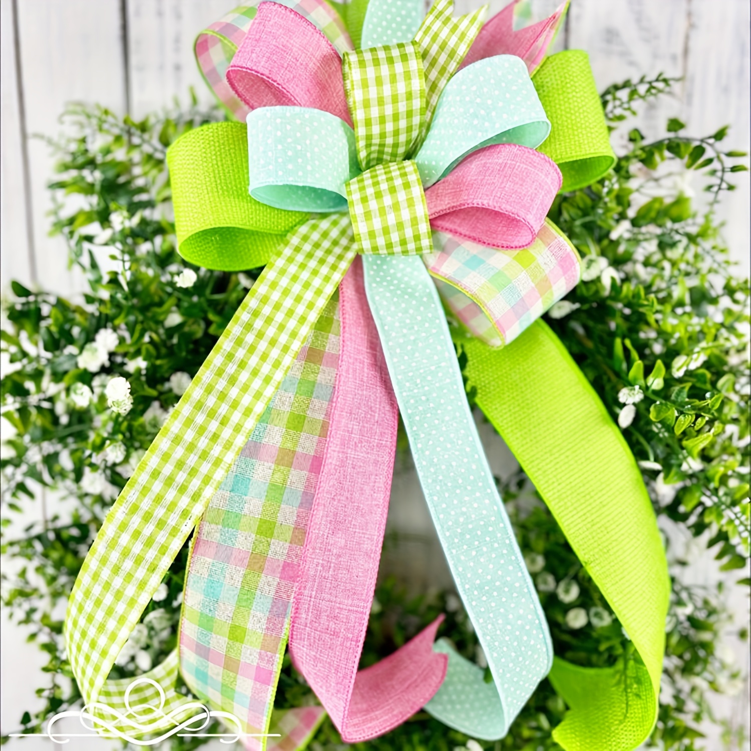 

5 Rolls, 2.5 Inch With Green Fabric Yards Wedding Birthday Handmade Ribbon Diy Gift Wreath Bow Packaging Supplies